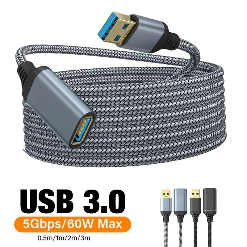 Coiled Usb Cable - USB 3.0 สายต่อแบบถักไนลอน USB หญิงถึงชายสายต่อขยายความเร็วสูงสายเคเบิลข้อมูลสำหรับกล้องพีซีเครื่องพิมพ์