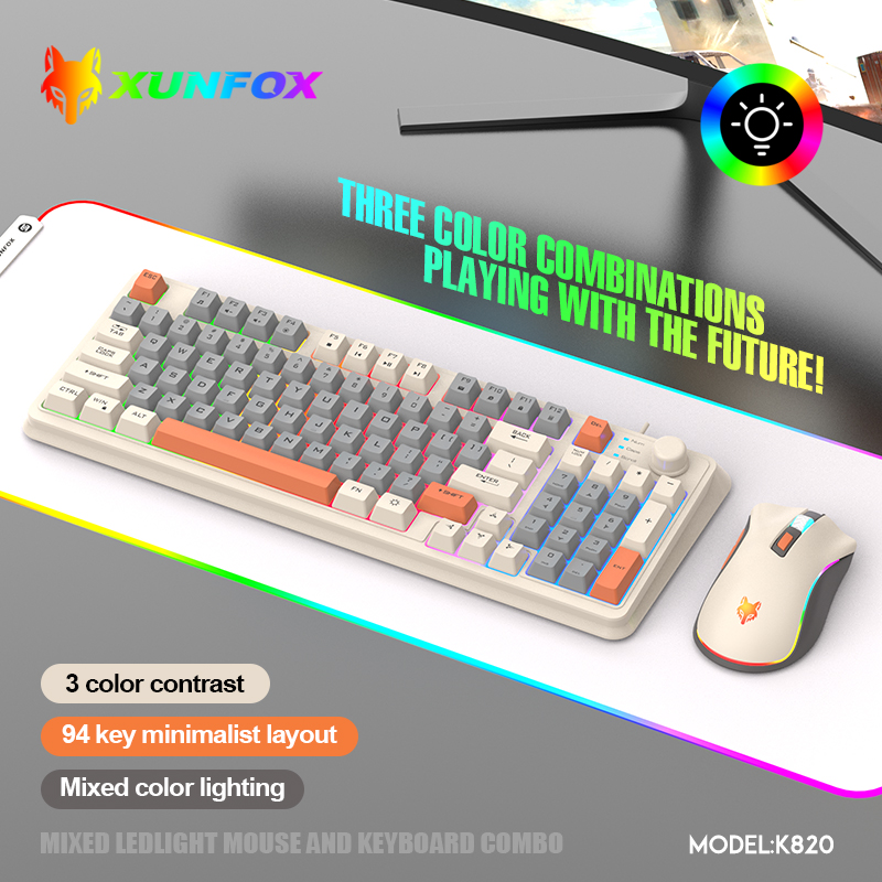 Gaming Keyboard Bundle - K820 USB เกมคีย์บอร์ดเมาส์ชุด Illuminated Desktop/แล็ปท็อปโฮมออฟฟิศหญิงชายคีย์บอร์ด