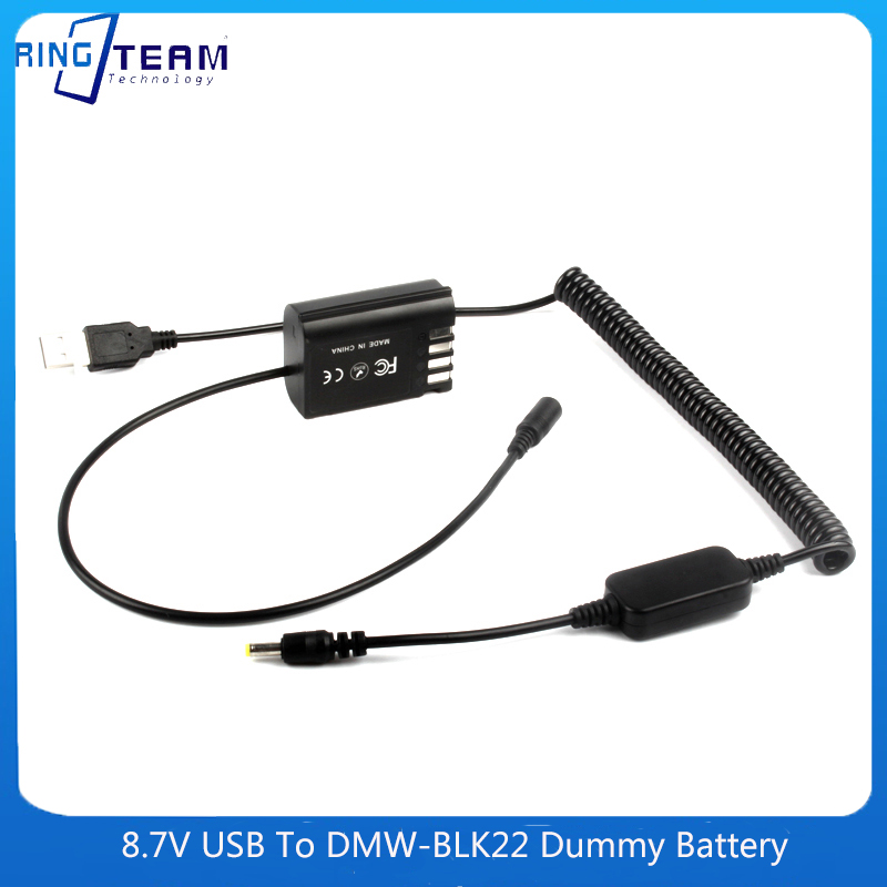 Coiled Usb Cable - แบตเตอรี่จำลอง DMW-BLK22 DMW-DCC17 พร้อมสายแปลง DC Coupler