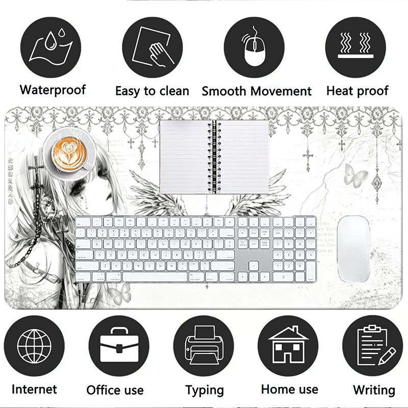 แผ่นรองเมาส์หนังสีดำสีขาวอะนิเ - Keyboard Gaming Black บทวิจารณ์และราคา