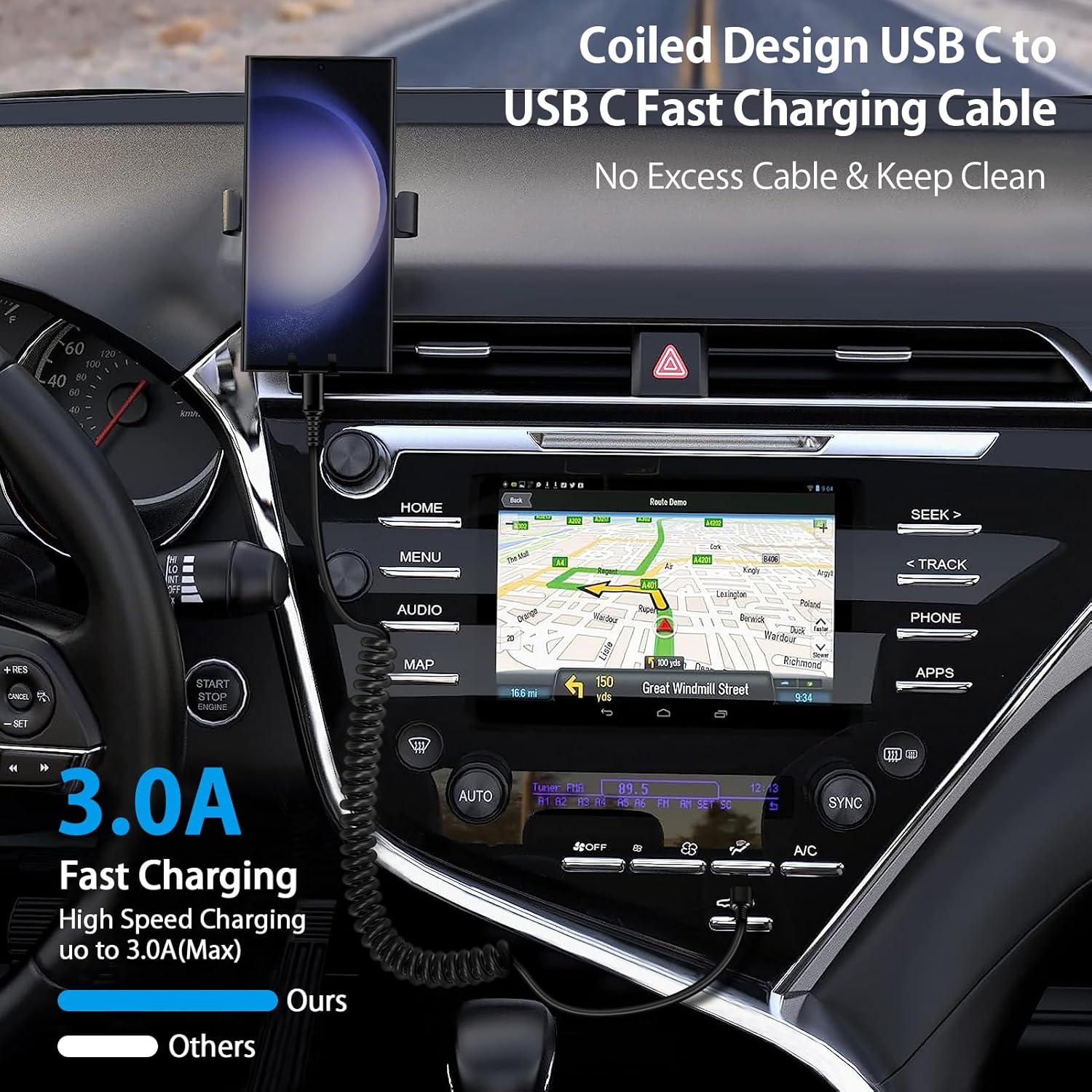 สายชาร์จ Android Auto USB C to - Coiled Usb Cable บทวิจารณ์และราคา